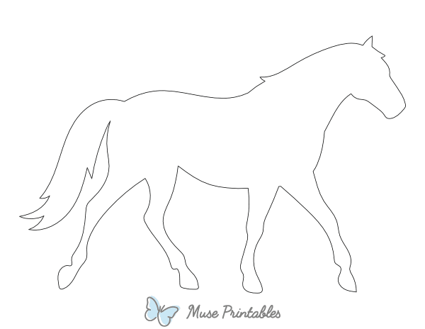 Walking Horse Shape Outline Craft Template