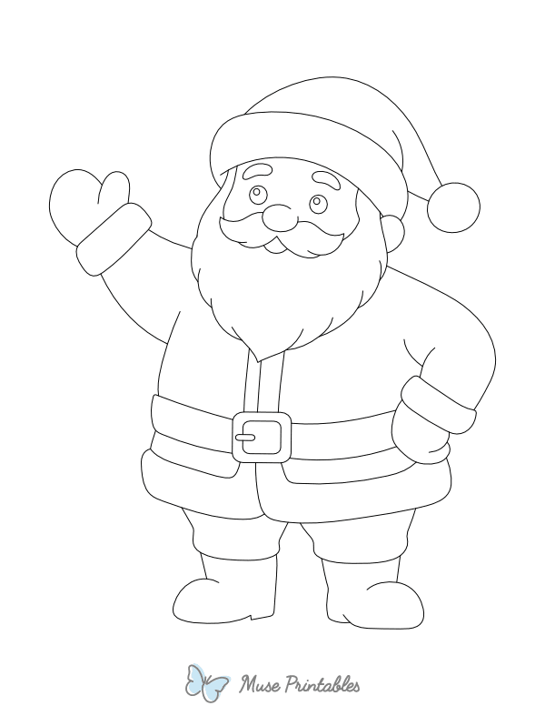 Waving Santa Claus Outline Craft Template Printable