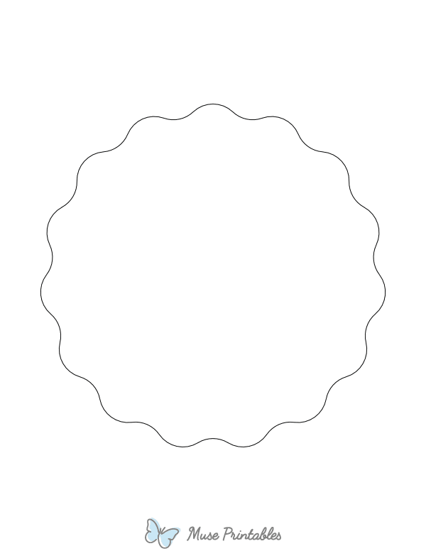 Wavy Circle Shape Outline Craft Template
