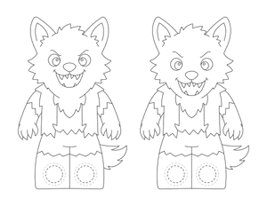Werewolf Two Finger Puppet Craft Template Printable