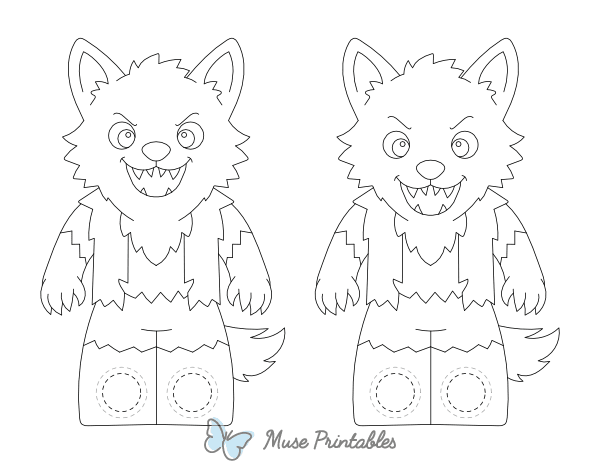 Werewolf Two Finger Puppet Craft Template Printable