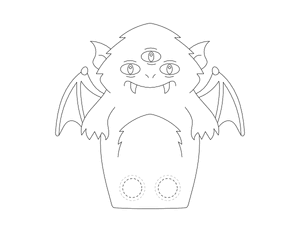 Winged Monster Two Finger Puppet Craft Template