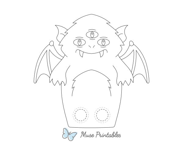 Winged Monster Two Finger Puppet Craft Template
