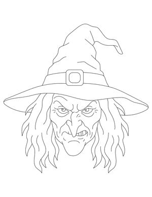 Witch Face Outline Craft Template Printable