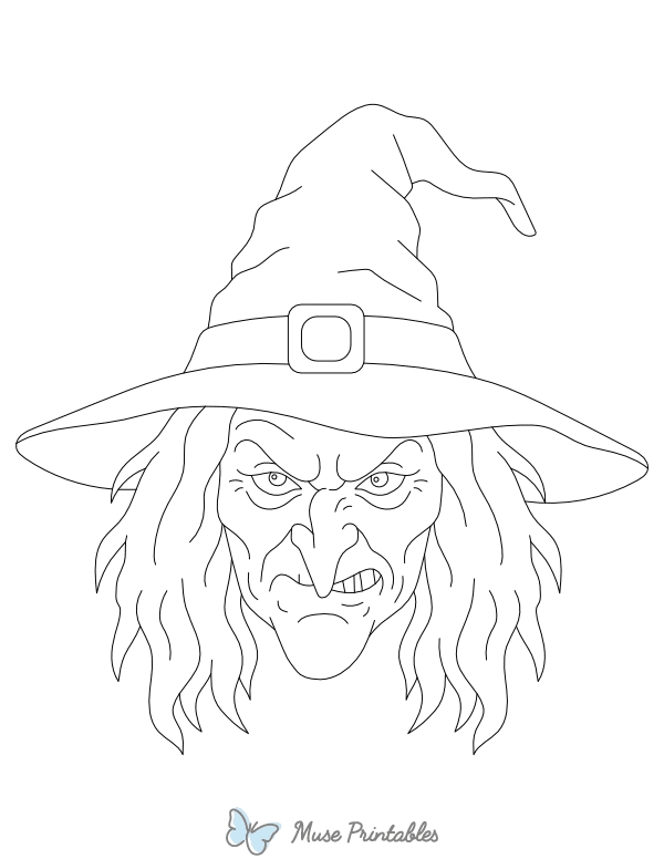 Witch Face Outline Craft Template