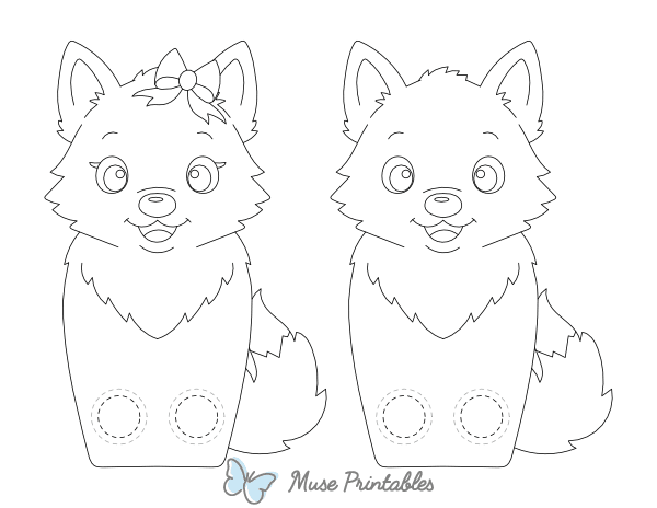 Wolf Two Finger Puppet Craft Template Printable
