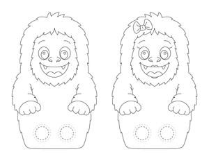 Yeti Two Finger Puppet Craft Template