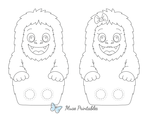 Yeti Two Finger Puppet Craft Template