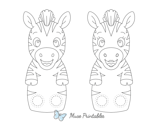 Zebra Two Finger Puppet Craft Template