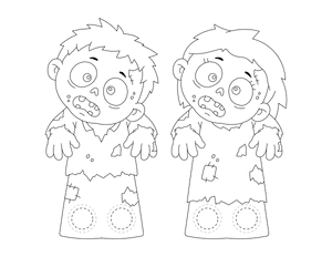 Zombie Two Finger Puppet Craft Template Printable