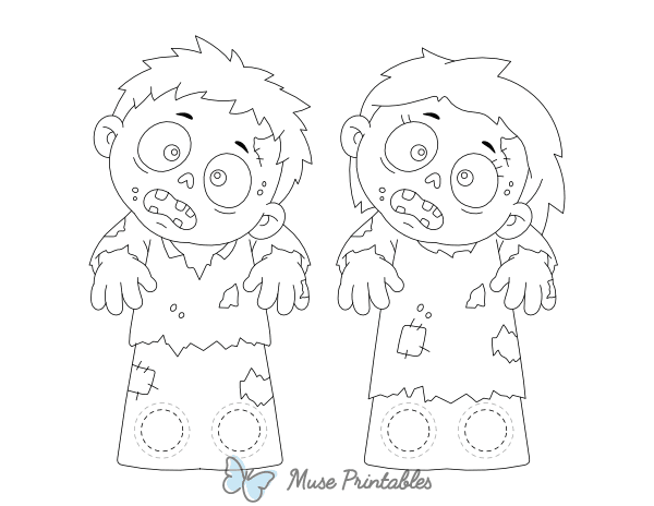 Zombie Two Finger Puppet Craft Template