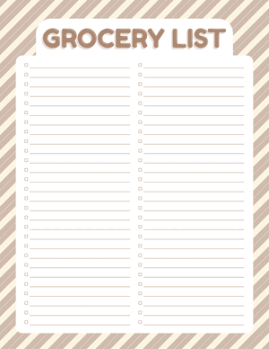 2 Column Blank Grocery List