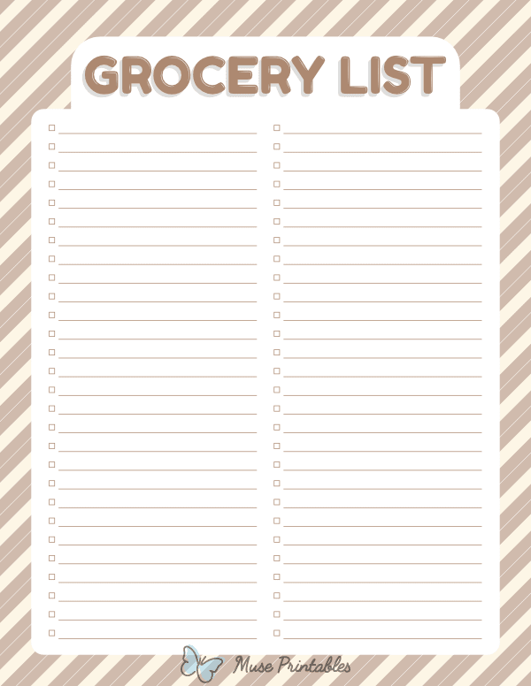 2 Column Blank Grocery List