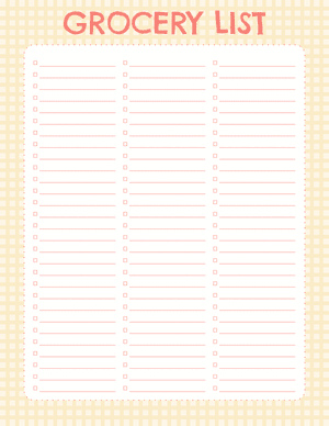 3 Column Blank Grocery List