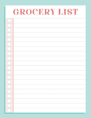 Blank Grocery List