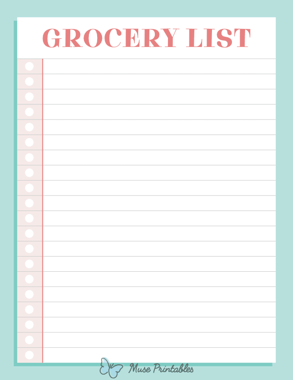 Blank Grocery List