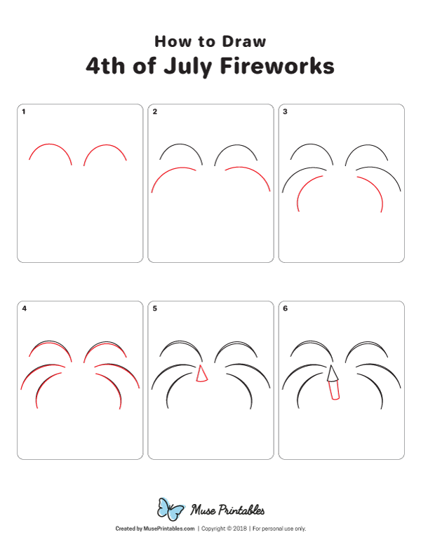 How to Draw  4th of July Fireworks - Printable Tutorial