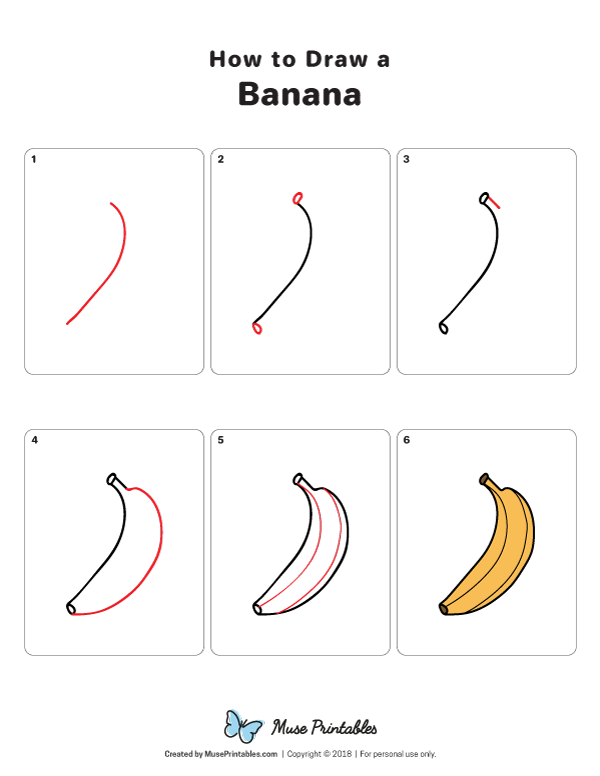 How to Draw a Banana - Printable Tutorial