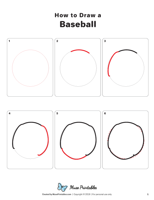 How to Draw a Baseball - Printable Tutorial