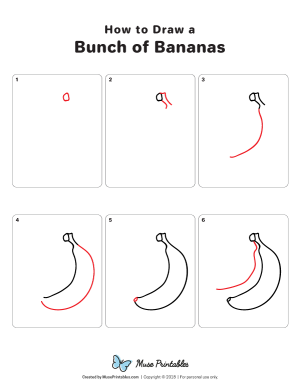 How to Draw a Bunch of Bananas - Printable Tutorial