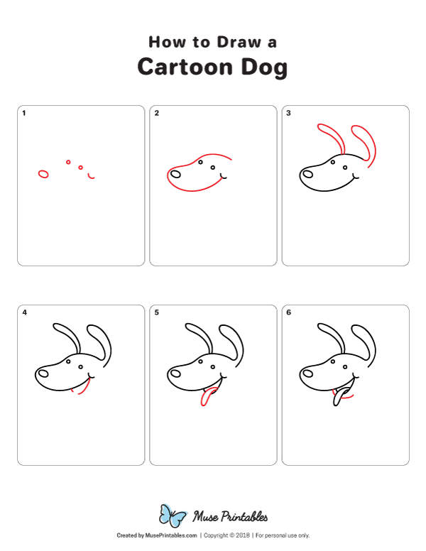 How to Draw a Cartoon Dog - Printable Tutorial