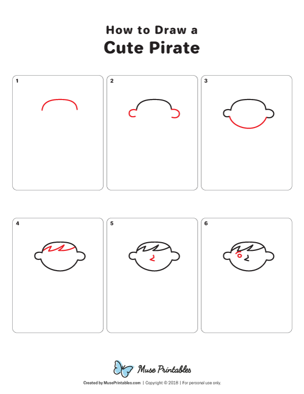 How to Draw a Cute Pirate - Printable Tutorial