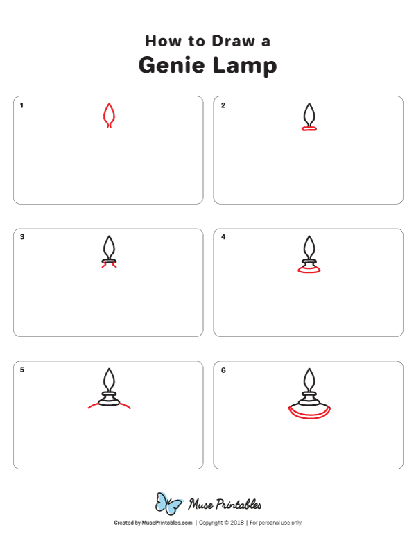 How to Draw a Genie Lamp - Printable Tutorial