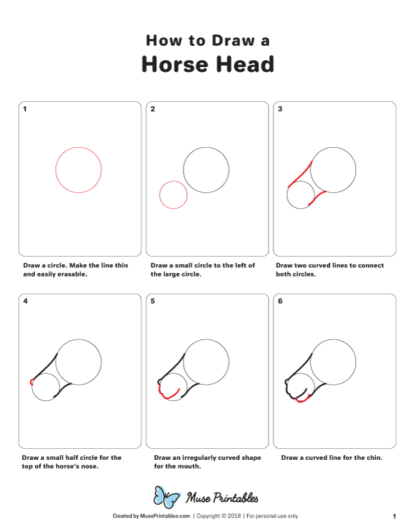 How to Draw a Horse Head - Printable Tutorial
