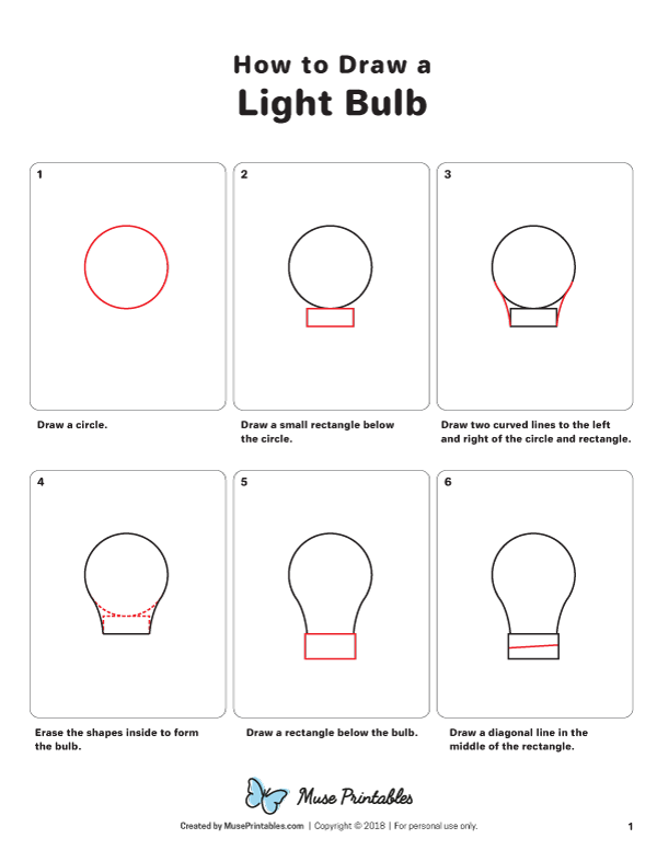 How to Draw a Light Bulb - Printable Tutorial