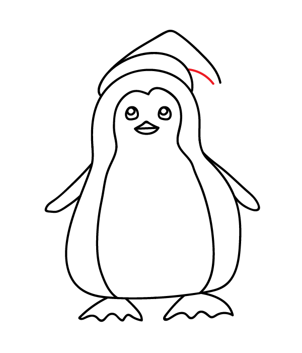 How to Draw a Penguin with a Santa Hat