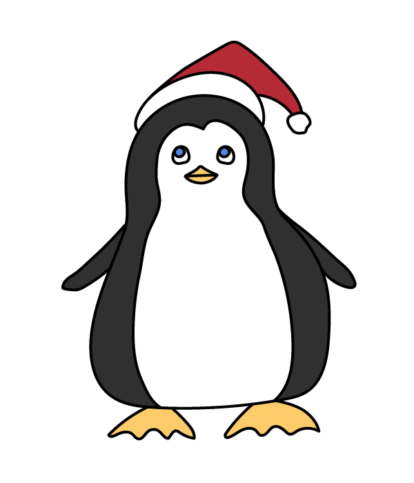 How to Draw a Penguin with a Santa Hat