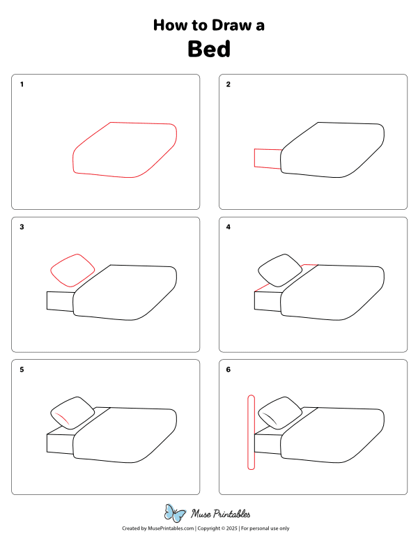 How to Draw a Bed - Printable Tutorial