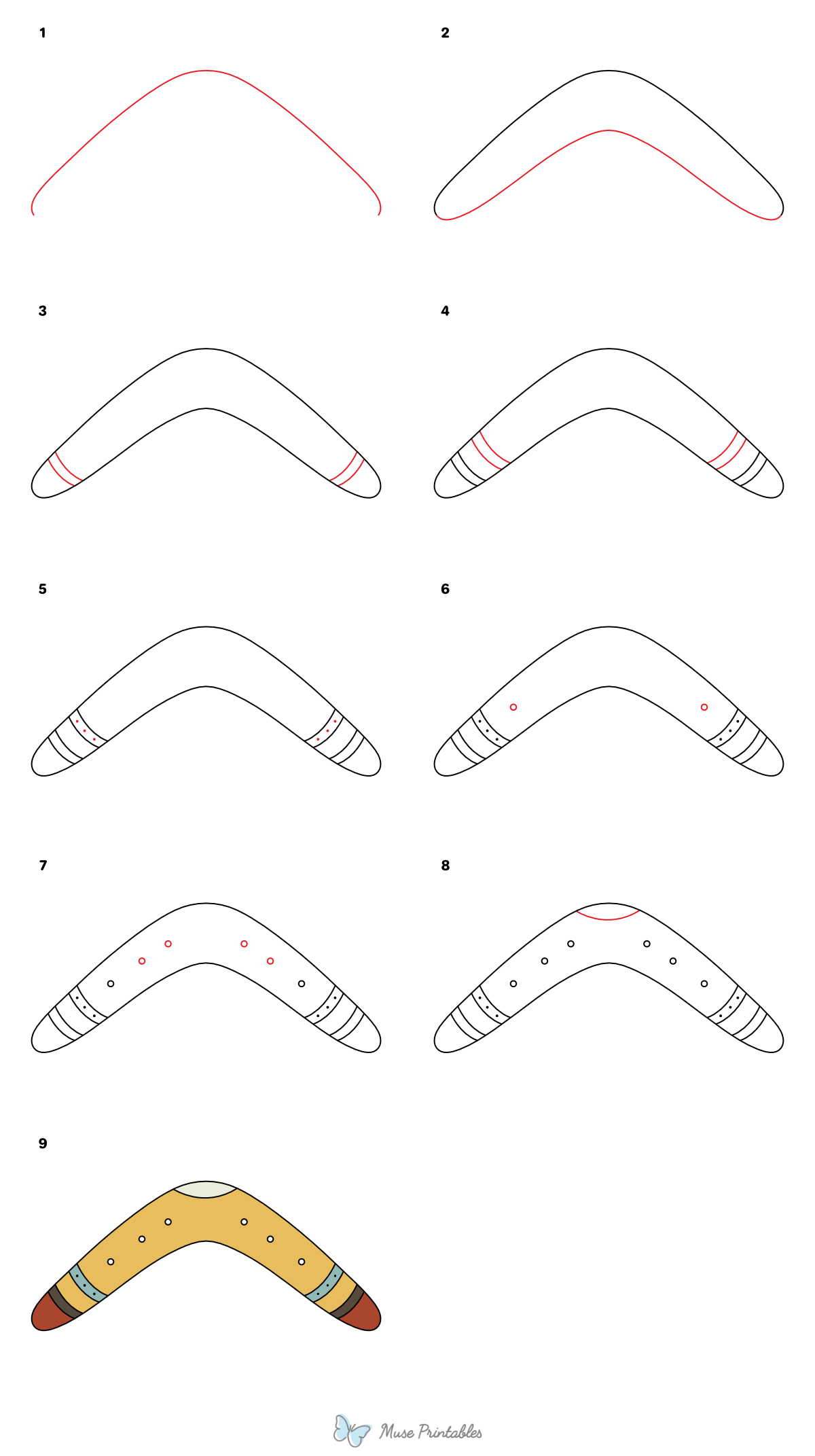 How to Draw a Boomerang - Printable Tutorial