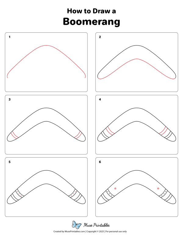 How to Draw a Boomerang - Printable Tutorial