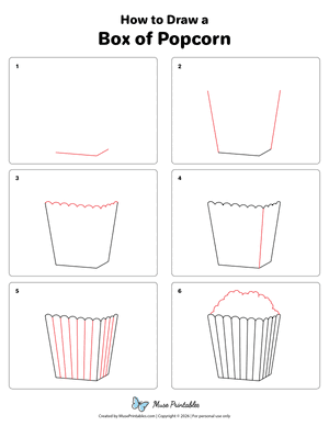 Box of Popcorn Drawing Tutorial