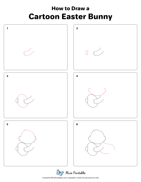 How to Draw a Cartoon Easter Bunny - Printable Tutorial