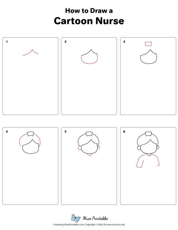 How to Draw a Cartoon Nurse - Printable Tutorial