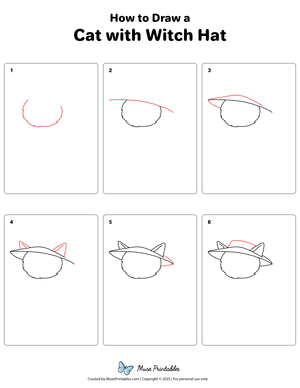 How to Draw a Cat With Witch Hat