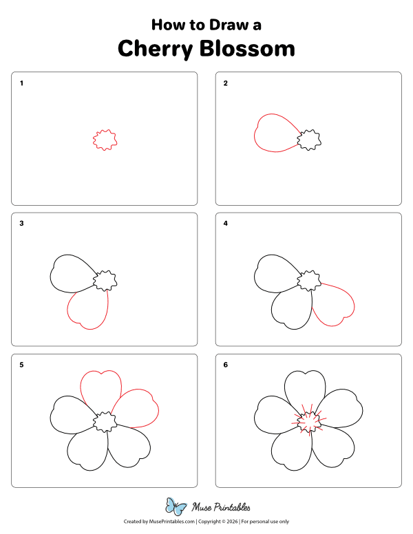 How to Draw a Cherry Blossom - Printable Tutorial