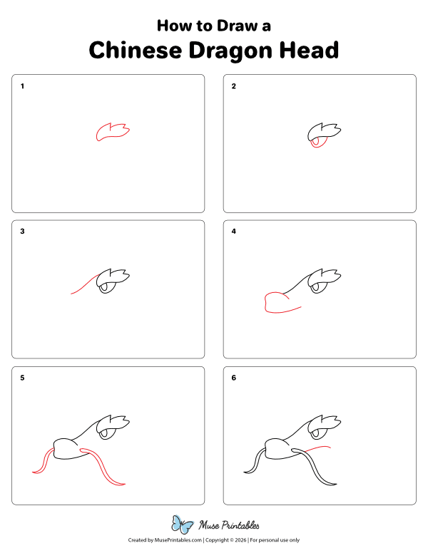 How to Draw a Chinese Dragon Head - Printable Tutorial