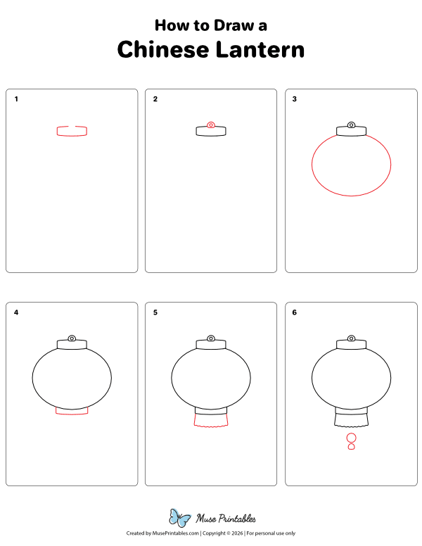How to Draw a Chinese Lantern - Printable Tutorial