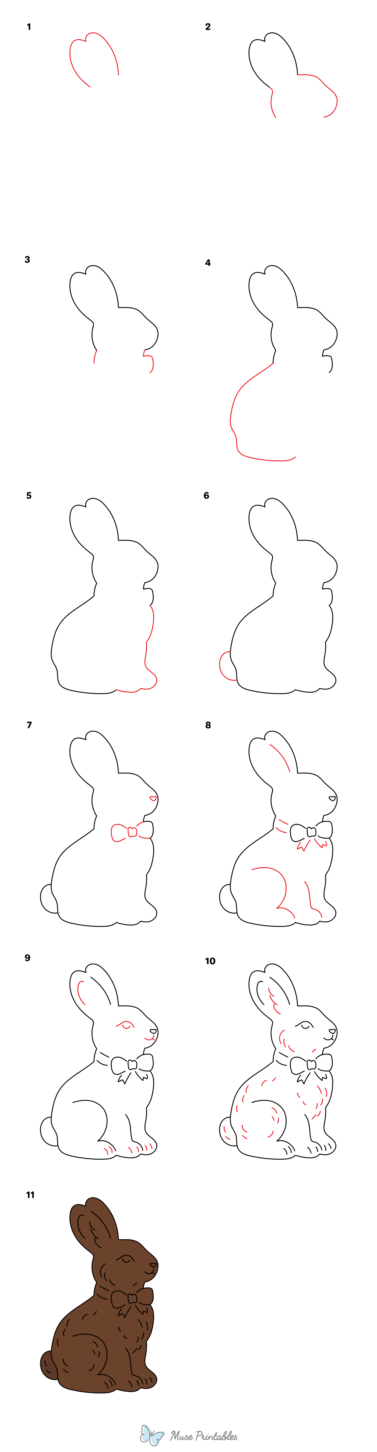 How to Draw a Chocolate Easter Bunny - Printable Tutorial
