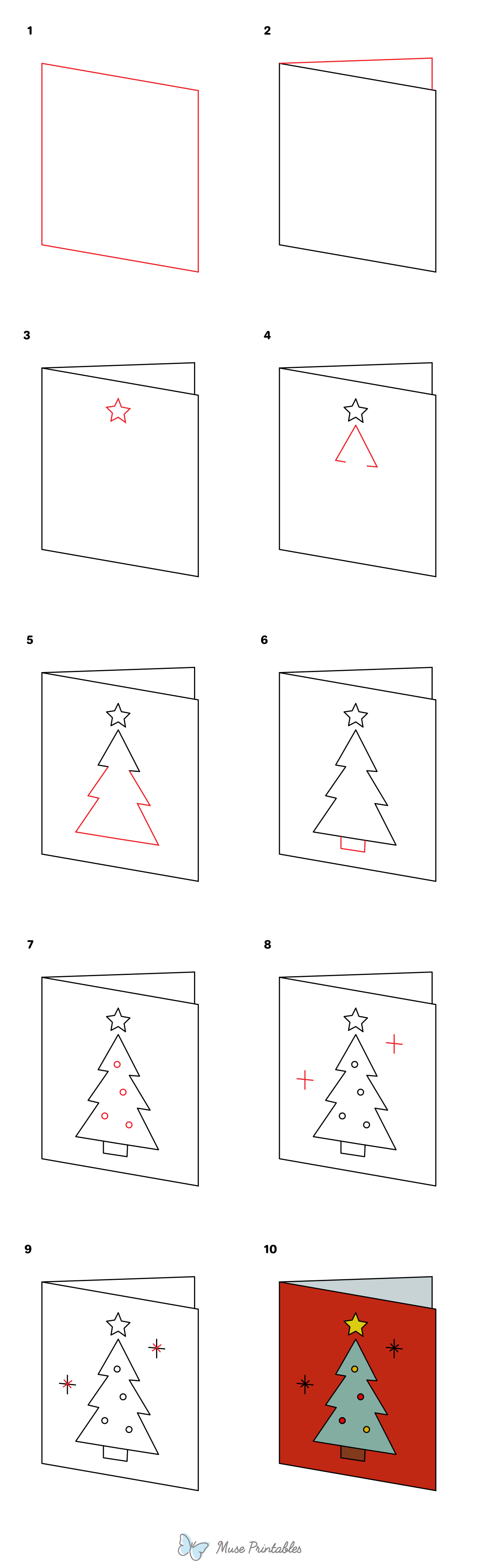 How to Draw a Christmas Card - Printable Tutorial