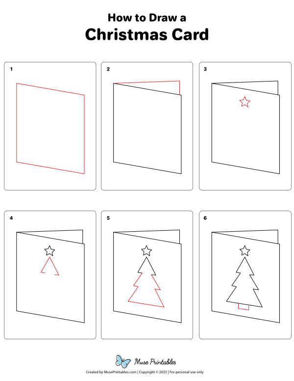 How to Draw a Christmas Card - Printable Tutorial