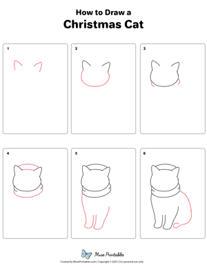 How to Draw a Christmas Cat