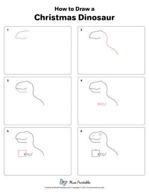 Christmas Dinosaur Drawing Tutorial