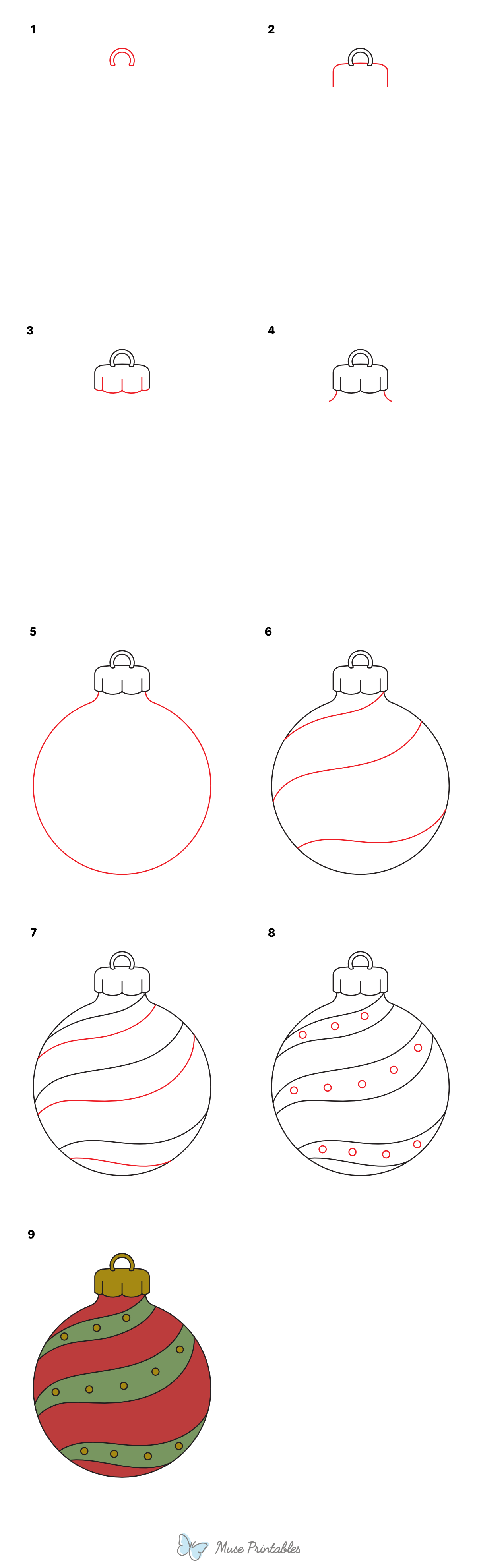 How to Draw a Christmas Ornament - Printable Tutorial
