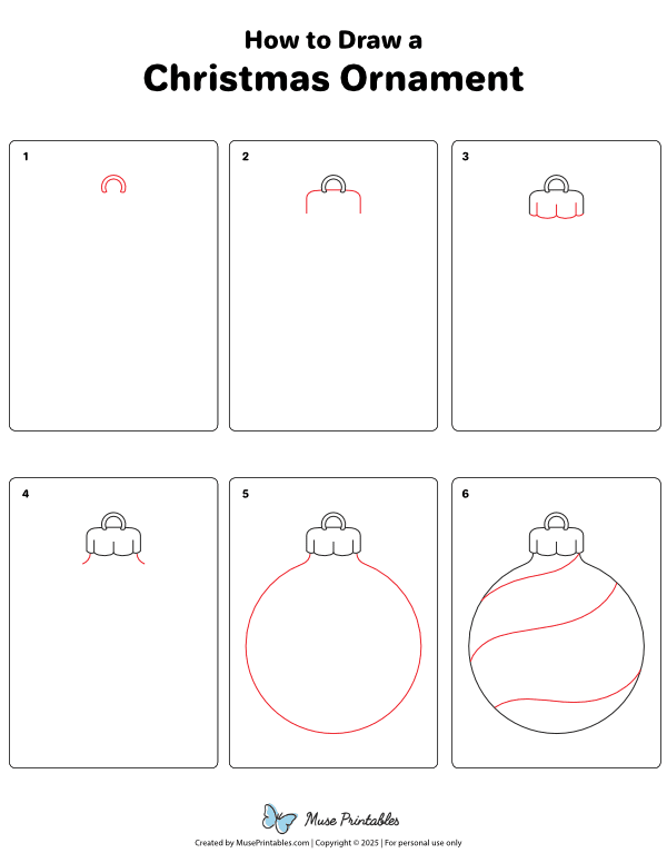 How to Draw a Christmas Ornament - Printable Tutorial