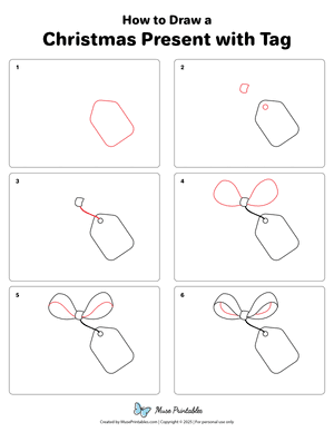 How to Draw a Christmas Present With Tag