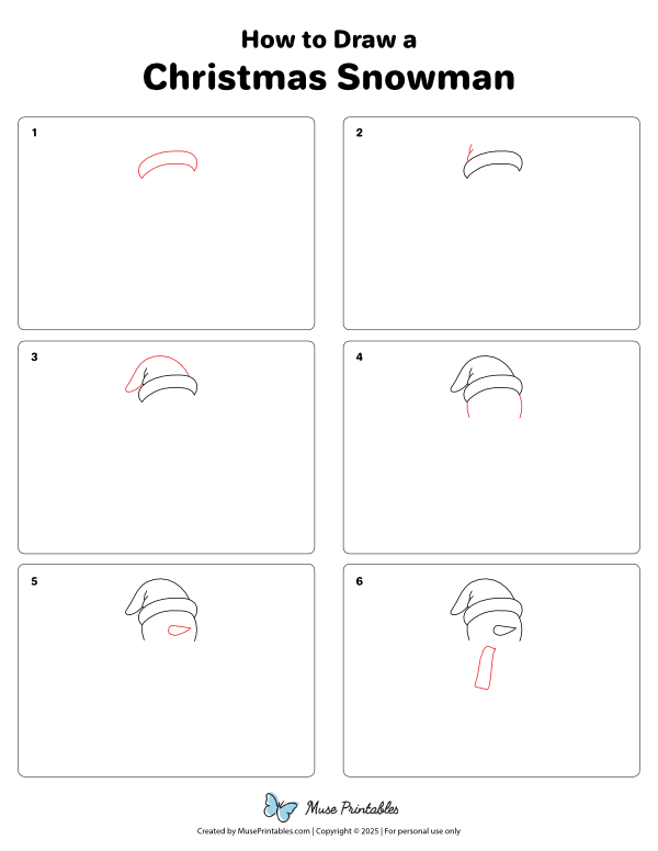 How to Draw a Christmas Snowman - Printable Tutorial